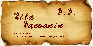 Mila Mačvanin vizit kartica